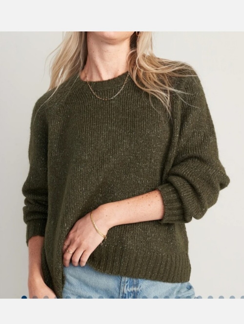 Old Navy Cozy Shaker-Stitch Pullover Sweater in Heritage Green